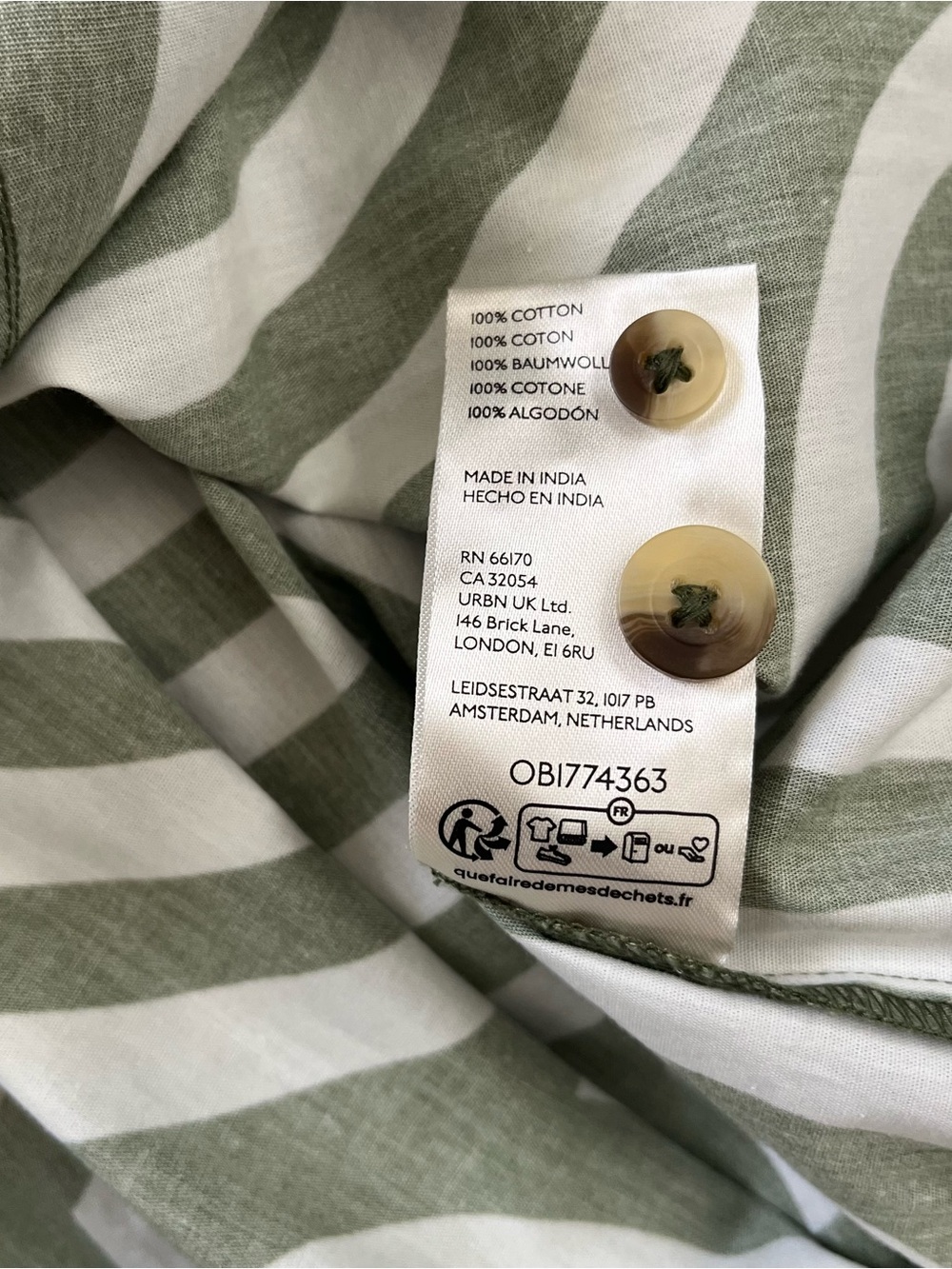 Anthropologie Green Geometric Poplin Shirt Dress Button Front Cotton Size 8 NWT - Picture 10 of 12